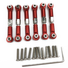 6 StüCke Einstellbare Metall GestäNge Zug Stange Vorne / Hinten Servo Link für A949 A959 A969 A979 K929 RC Auto Upgrade Ersatz, Rot