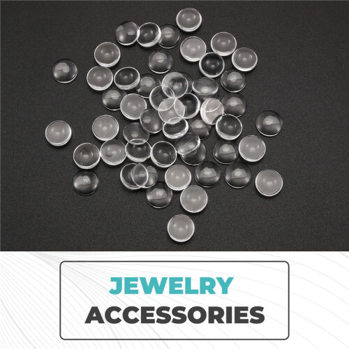 50pcs/lot 12mm Round Flat Back Clear Glass Cabochon High Quality 2