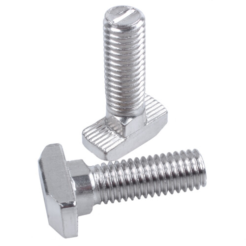 M8 Thread T-Slot Drop-In Stud Sliding Screw Bolt Silver Tone 5pcs 2