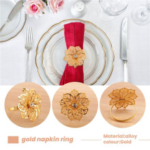 6Pack Napkin Rings, Gold Napkin Rings Buckles for Table Decorations, Wedding, Dinner,Party, DIY Decoration,Gold