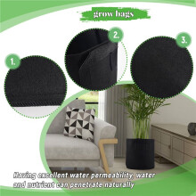 Stoffen Pottencontainer, 5-Pack 3 Gallon Plantengroeizakken, Stoffen Containers met Riemgrepen voor Aardappelen, Bloemen, Tuinbenodigdheden voor Thuis