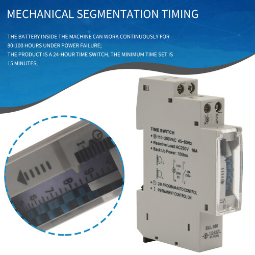 SUL180a 15 Minutes Mechanical Timer 24 Hours Programmable Din Rail Timer   Relay Measurement Analysis Instruments New
