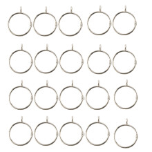 20 Pcs Openable Silver Curtain Rings Open and Close Metal Rustproof Drapery Loops with Eyelet for Hook Pins (1.5 Inch)