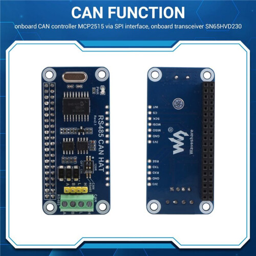 Waveshare RS485 CAN HAT for Raspberry Pi Allows Stable Long-Distance Communication Supports Raspberry Pi Series Boards 1