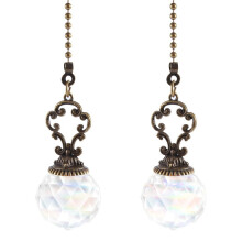 Set of 2 Vintage-Style Clear Fan Pull Ceiling Fan Chain Pulls Crystal Prism