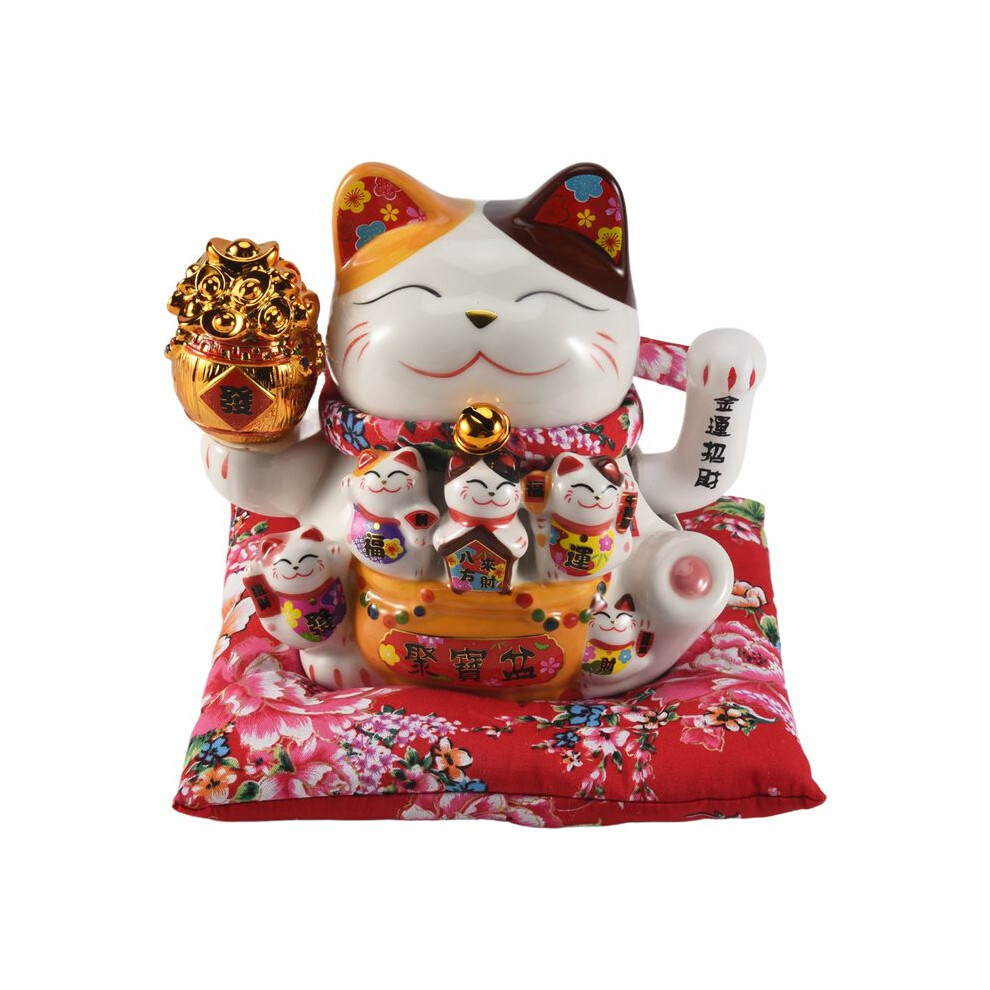 7Inch Ceramic Beckoning Cat Maneki Neko Ornament Feng Shui Decoration Swing Lucky Cat,A 4713947264263