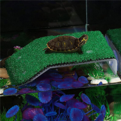 Lawn Turtle Basking Platform Turtle Resting Basking Platform, Simulation Grass Turtle Ramp for Turtle Tank, Reptile S