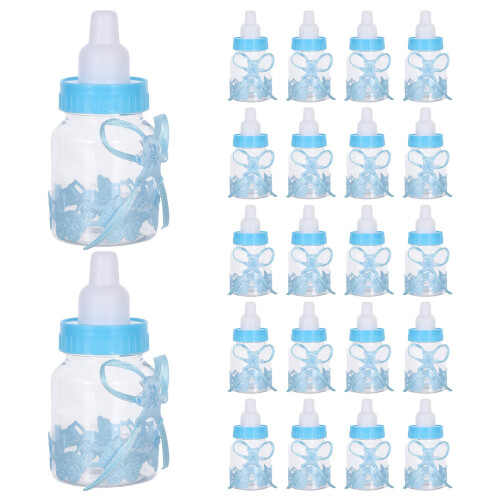 96Stk Bärflasche Candy Container ABS Für Baby Shower Himmelblau