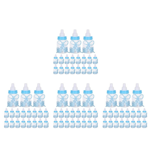 96Stk Bärflasche Candy Container ABS Für Baby Shower Himmelblau 2