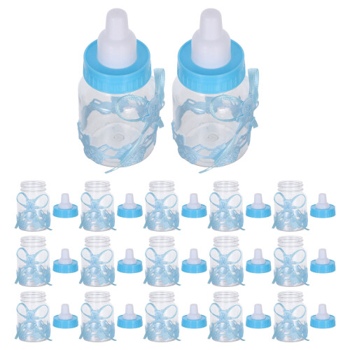 96Stk Bärflasche Candy Container ABS Für Baby Shower Himmelblau 1