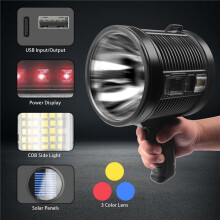 Rechargeable Spotlight,100000 Lumens LED Spot Lights Handheld Large Flashlight Super Bright Outdoor Solar Spotlights