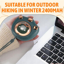 Aquecedor de MãO PortáTil 2400Mah USB Charge Power Bank Aquecedor de MãO RecarregáVel para Caminhadas Ao Ar Livre Do Inverno Verde