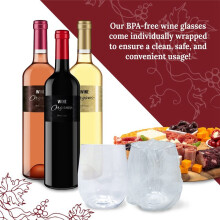 Disposable Wine Glasses, Stemless Plastic Wine Glasses for Parties Wine Cups, Plastic Champagne Glasses Cocktail Glasses