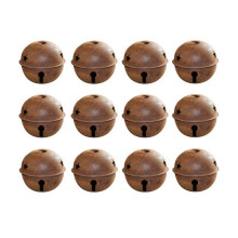 12 PCS 40mm Rusty Metal Star Cutout Jingle Bells for Christmas Holiday Indoor Outdoor Home Party Decorations