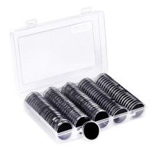 100 Pieces 30mm Coin Capsules and 5 Sizes (17/20/25/27/30mm) Protect Gasket Coin Holder Case with Storage Organizer Box