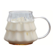 Transparent Coffee Mug with Handle Christmas Tree Shape Milk Breakfast Glass Cup Kitchen Drinkware for Festival Parties