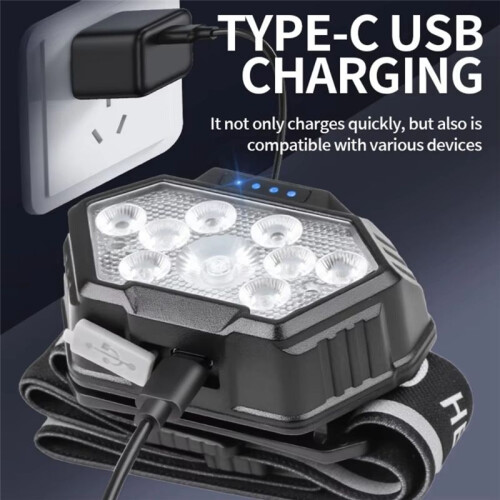 Super Bright Headlamp Motion Sensor LED  Flashlight Camping Fishing  Light Waterproof Forehead Headlight 2