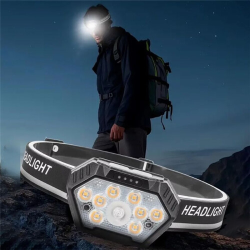 Super Bright Headlamp Motion Sensor LED  Flashlight Camping Fishing  Light Waterproof Forehead Headlight 1
