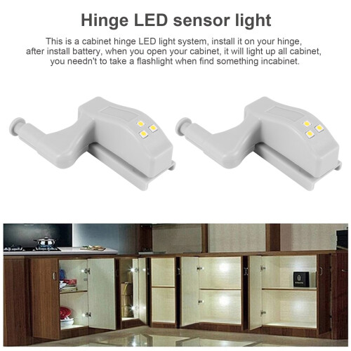 10Pcs Cabinet Cupboard Wardrobe LED Hinge Light  Sensor Lamp Warm White 2