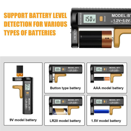 Digital Battery Tester LCD Display AA/AAA/C/D/N/9V/1.5V Button Cell Battery Capacity Check Detector 1