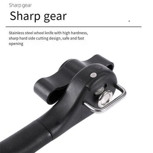 Safe Cut Can Opener, Black Soft Grip Handle 1