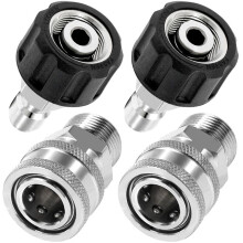 4Pcs Pressure Washer Adapter Set, Quick Connect Kit, M22 14mm to M22 Metric Fitting, Stainless Steel