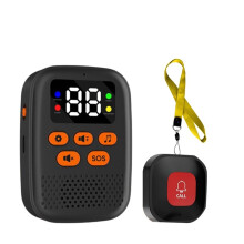 Draadloze Verzorger Oproepknop SOS Noodmonitor met Vibratie, Persoonlijke Verzorger Pager voor Ouderenzorg Zwart