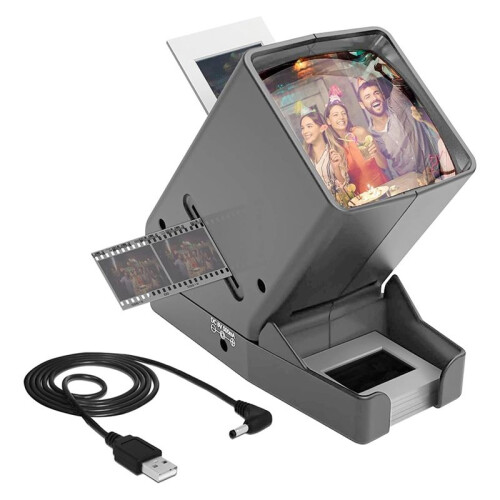 Visualizzatore di Diapositive e Pellicole da 35 mm - Visualizzatore di Diapositive con Ingrandimento 3X e Visualizzazione Illuminata A LED per