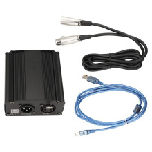 1-Channel 48V Phantom Power Supply with XLR 3 Pin Microphone Cable for Condenser Microphone Music Recording Equipment