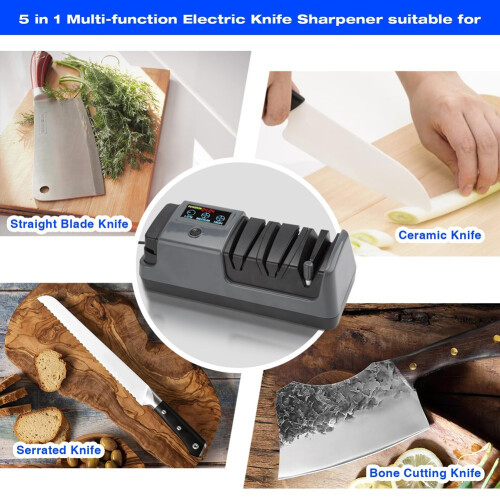 3-Stage Electric Knife Sharpener for Kitchen Knives,LCD Screen,Diamond Abrasive,Adjustable Rotational Speed Eu Plug 2