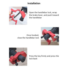 Blocco Moto, Lucchetto Manubrio con 2 Chiavi, Lucchetto Antifurto Freno Moto per Moto ATV Scooter - Rosso