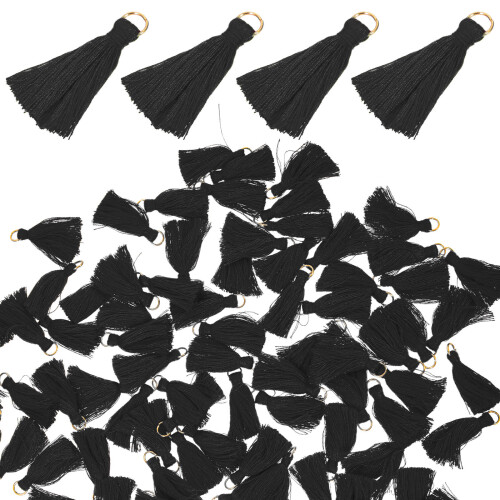 100Stk Strapazierfähige Schwarze Polyester-Quasten Für DIY Accessoires