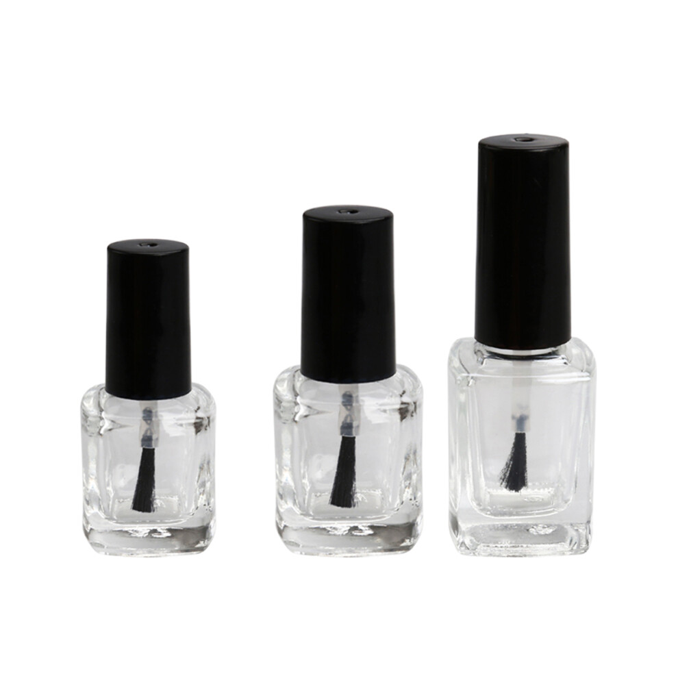 Supvox 18Pcs White Cap Empty Nail Polish Bottles With Brush Clear Glass Set