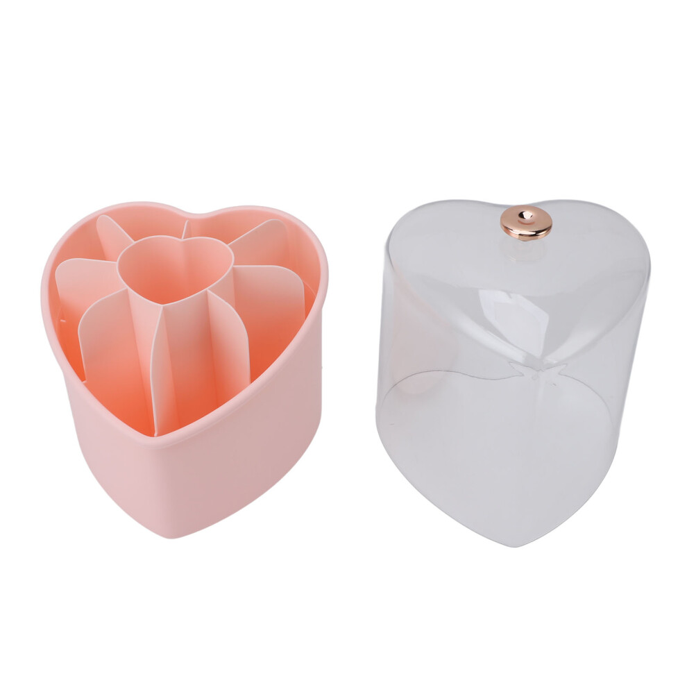 Pink 8Pcs Rotating Makeup Brush Set With Clear Lid Organizer, 24.5X12.5cm