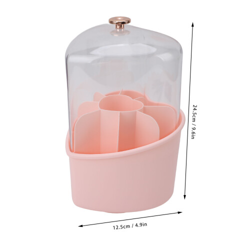 8Pcs Pink Makeup Brushes Set with Rotating Organizer 24.5x12.5cm 1