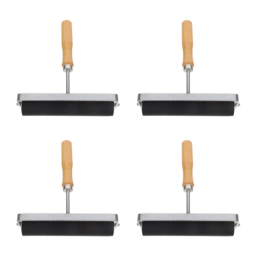 4Pcs Multi Rubber Rollers for Printmaking with Ergonomic Wood Handles 2
