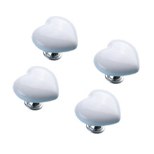 12Pcs Heart-Shaped Ceramic Drawer Knobs White for Home Furniture Doors