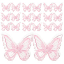 120Pcs Pink Organza Butterfly Patches for Clothes Shoes DIY Embroidery