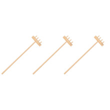 6Pcs Four Tine Bamboo Zen Rakes Mini Garden Tools Beige for Home Decor