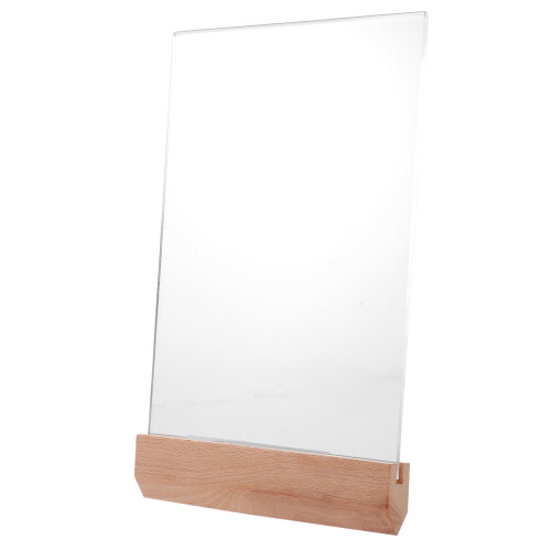 5Pcs Acrylic Sign Holders with Stable Wooden Base for Table Display 1
