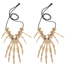 8Pcs Resin Skull Pendant Halloween Costume Accessory Light Yellow