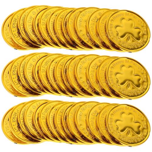 300Pcs Golden Shamrock Plastic Coins St. Patrick's Day Table Decor