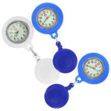 3Pcs Nurse Pocket Watch Silicone Cover Assorted Colors Unisex Quartz