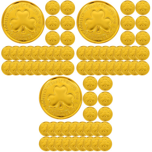 300Pcs Golden Shamrock Plastic Coins St. Patrick's Day Table Decor 2