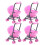 8Pcs Pink Plastic Toy Stroller for Dolls Realistic Playroom Accessory 2