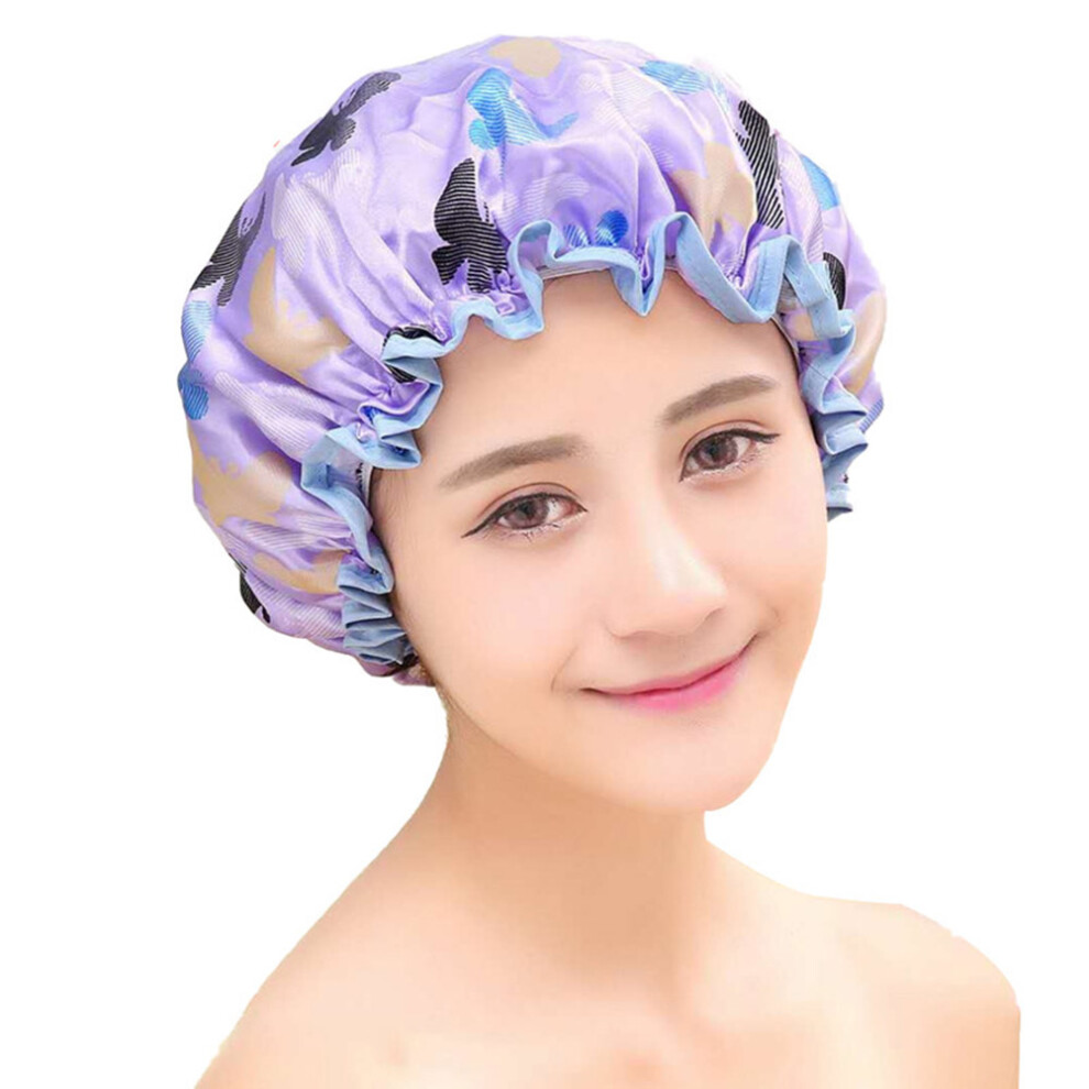 Ohphcall 10Pcs Waterproof Shower Caps Elastic Hair Hats For Salon And Bath Use
