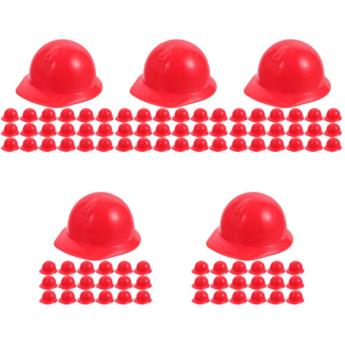 100Pcs Mini Dolls Hard Hat Red Plastic Safe for Home Decor 2