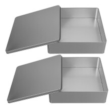 2 Pcs Storage Box Containers With Lids Metal Cookie Tin Cake Tins