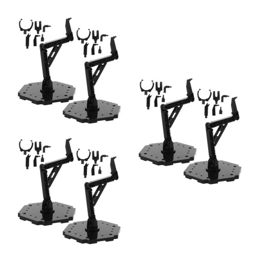6Sets Stable Black Plastic Action Figure Base Stands for Model Display 1