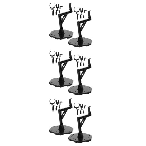 6Sets Stable Black Plastic Action Figure Base Stands for Model Display 2